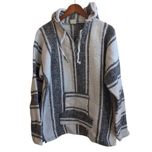 Chavitos Black Cream Baja Hoodie Acrylic Knit Size Extra Large